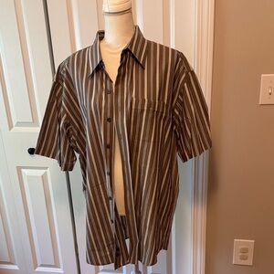 Van Heusen Brown and White Striped Casual Shirt